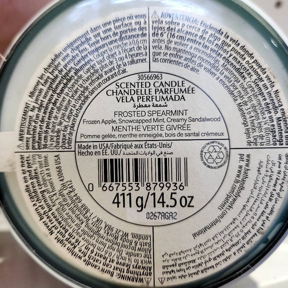 Frosted Spearmint   3 Wick Candle by Bath and Body Works RARE DISCONTINUED - Picture 3 of 3